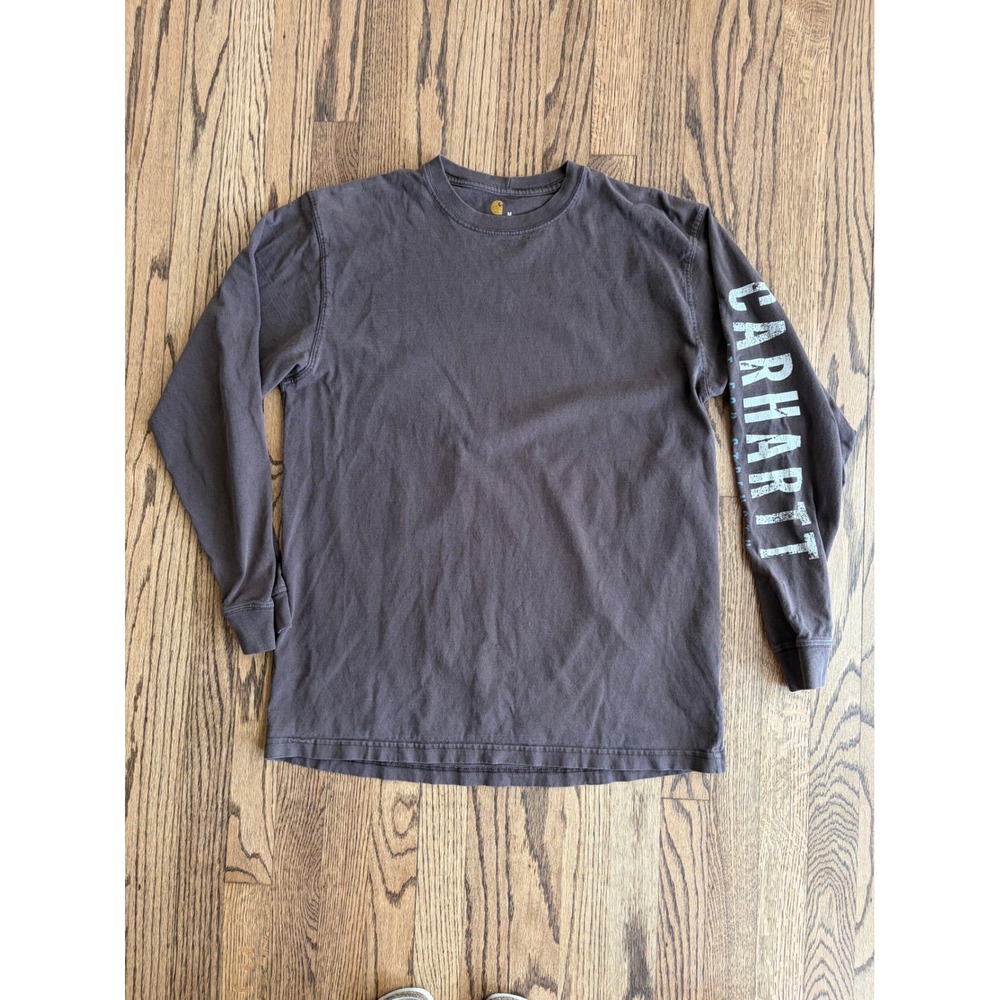 Carhartt Mens Long Sleeve Graphic Logo T-Shirt Brown Workwear Size M
